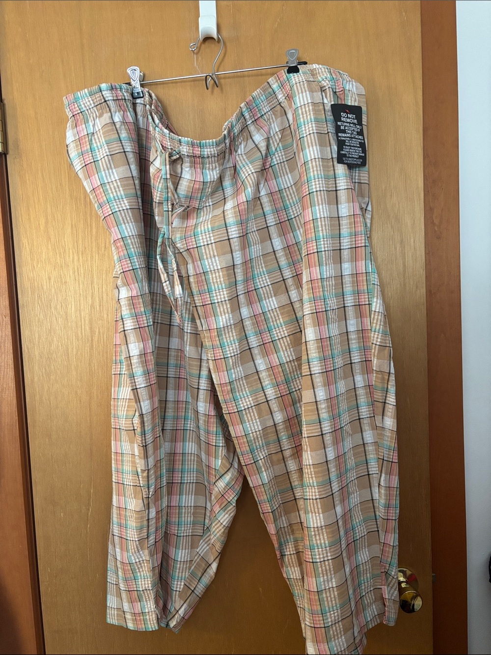 Woman Within Plaid Capris in Tan, Pink & Teal
